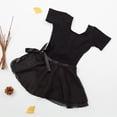 thumbnail image 5 of Leotardo de ballet para niñas pequeñas Ballerina Dance Ruffle manga larga Tutu bordeó Ballet Gimnasia Outfit Dress-Negro, 5 of 5