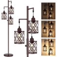 thumbnail image 6 of Dimmable Floor Lamp, Industrial Standing Floor lamp for Living Room, Tall Farmhouse Rustic lamp with 3 LED Bulbs, Tree Floor Lamp for Bedrooms, Living Room, Home Office, Metal, Black, 68", 6 of 12