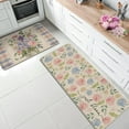 thumbnail image 2 of Spring Summer Floral Flower Kitchen Rugs Set of 2, Just Bloom Gather Blue Pink Peony Rose Mason Jar Kitchen Mats Decor, Plaid Farmhouse Floor Door Mat Home Decorations -17x29 and 17x47 Inch, 2 of 6
