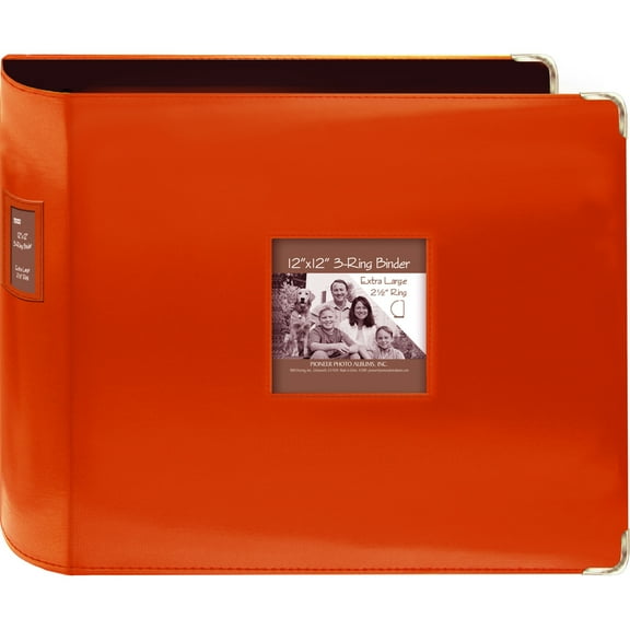 Pioneer 3-Ring Sewn Leatherette Album 12"X12"-Bright Orange