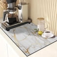thumbnail image 3 of Coffee Mat for Countertops, White Gold Marble Texture Dish Drying Mat 2 Pcs for Kitchen Coffee Bar Accessories, Coffee Maker Espresso Machine Dish Rack Hide Stain Rubber Backed 12x19In, 3 of 6