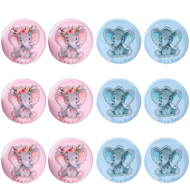 40 botones con forma de elefante para revelar el género del bebé, color azul, para el equipo de niño y rosa, para el equipo de niña, para regalos de fiesta de baby shower, suministros para juegos de