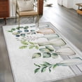 thumbnail image 2 of Green Leaf Area Rugs 4x6 ft Vase Vintage Gray Wood Striped Watercolor Plants Washable Rug Non Slip Indoor Carpet Absorbent Floor Mat for Living Room Bedroom Dining Room, 2 of 9