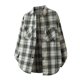thumbnail image 2 of Blusa y camisa de manga larga con cuello vuelto para hombre, blusa informal a cuadros a la moda con botones y cuello vuelto, blusa de poliéster para hombre, 2 of 7