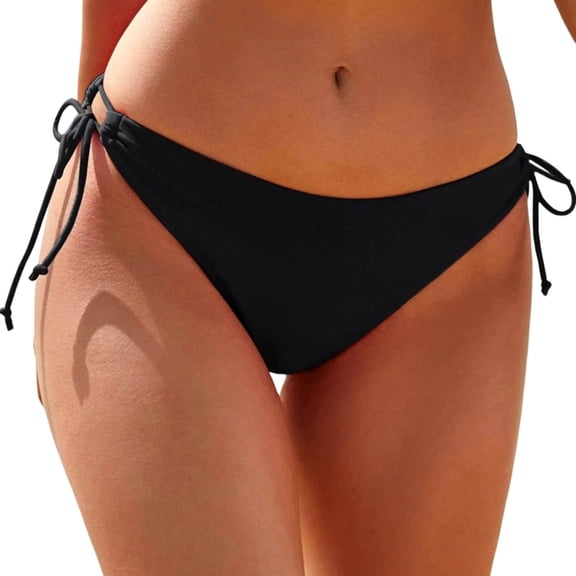 Bikini Bottom for Women Side Tie Strappy Swimsuit Briefs Low Rise Cheeky Bathing Suit Bottoms High Cut Thong Style Beachwear