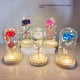 thumbnail image 3 of Cubierta de cristal rosa, flor de lámina dorada con luz LED, flor eterna, decoración navideña para el Día de San Valentín, 3 of 6