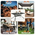 thumbnail image 6 of SOLAURA Outdoor Patio Dining Rectangle Metal Table for 6-Person with Umbrella Hole, Black, 6 of 7