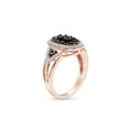 thumbnail image 2 of 1/10 Carat Natural Black And White Round Cut Diamond Oval Frame Cluster Engagement Ring In 14K Rose Gold Over Sterling Silver (0.10 Cttw, I2-I3 Clarity), 2 of 3