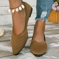 thumbnail image 2 of Xiaoxatg Women's Casual Shoes - Pointed Shallow Mouth Breathable Flat Shoes for Women Large Size Knitted Fashionable Solid Color Footwear 8 Brown, 2 of 9
