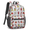 thumbnail image 2 of Fireman and Helmet White Pattern 17" Waterproof Oxford School Backpacks for Teens, S-Shape Padded Straps, for School, Travel, Hiking, Camping, 2 of 5
