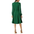thumbnail image 3 of INSPIRE CHIC Women's Wrap Dress V Neck Lantern Long Sleeves Swiss Dots Midi Dress with Pockets XL Green, 3 of 6