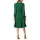thumbnail image 3 of Vestido envolvente para mujer Inspire Chic, con escote en V, mangas de linterna, puntos suizos, midi y con bolsillos, color verde, talla L, 3 of 6