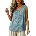 thumbnail image 4 of Womens Linen Embroidered Tank Tops 2026 Trendy Summer Casual Loose Fit Crewneck Sleeveless Shirts Fashion Ladies Blouses, S, 4 of 7