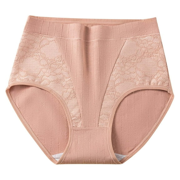 Wdfiry Plus Size Panties for Women Lace Cotton Underwear High Waist Stretch Soft Breathable Briefs with Multiple Colors Available