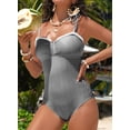 thumbnail image 5 of DOKOTOO Womens Bathing Suits Tummy Control High Cut One Piece Swimsuits Summer Beach Swimwear Black Striped M US8-10, 5 of 10