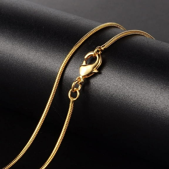 2Pcs Round Snake Chain Brass Necklaces Minimalist Necklace Fashion Jewelry with Lobster Clasps for Wedding Birthday Gift Women Golden 17.52 inch 1.2mm