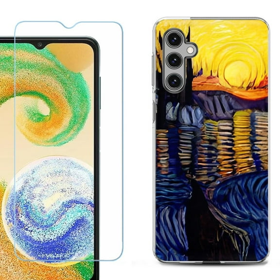 OneToughShield ® Compatible with Samsung Galaxy A25 5G, Shockproof Phone Case, with Tempered Glass Screen Protector - Sunset River