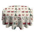 thumbnail image 4 of Beige Christmas Santa and Train Pattern Round Tablecloth 60"x60",Wrinkle Wipeable Table Cloth for Kitchen Dining Room Picnic Patio Party, 4 of 6