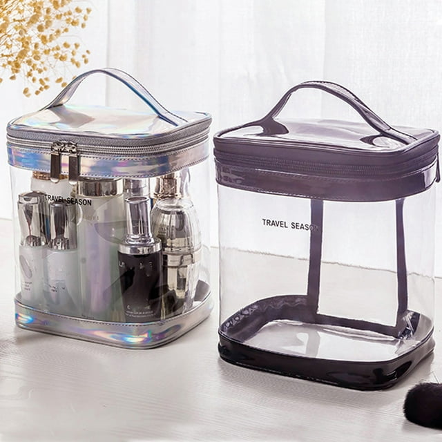 Gran necesera transparente para viajes - Organizador cosmético impermeable con múltiples compartimentos para hombres y mujeres