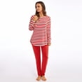 thumbnail image 2 of iOPQO Pajamas For Women Women's Striped Pajamas Set Long Sleeve Tops And Pants Joggers Loungewear Soft Sleepwearwomens Pajama Sets Lounge Sets For Women 2 Piece Red 4Xl, 2 of 8