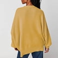 thumbnail image 6 of Duoif Sweaters for Women Trendy Women's Solid Color Fashion Casual Loose Knitted Split Round Neck Pullover Sweater Women's Sweaters Womens Tops Yellow M, 6 of 7