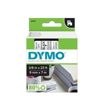DYMO Standard D1 Labeling Tape for LabelManager Label Makers, Black print on Clear tape, 3/8'' W x 23' L, 1 cartridge