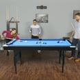thumbnail image 2 of Miniyam 5.5ft Folding Pool Table, Portable Billiards Game Table with Accessories for Families, Sky Blue, 2 of 7