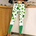 thumbnail image 2 of lcziwo Sales Today, St Patricks Day Leggings for Women Casual Stretchy High Waisted Yoga Pants Funny Shamrock Print Running Leggings Full Length Tight Trousers Green S, 2 of 8