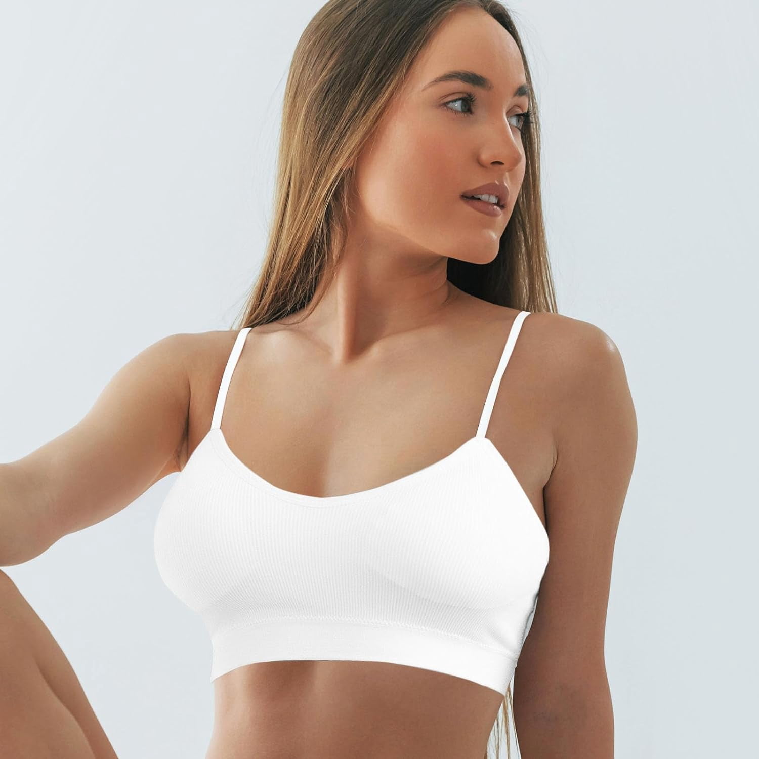 Alyce Ives Intimates Seamless Sleep Bras for Women Ribbed Wireless Padded Lounge Bra, Brights, XL, 5 Pack