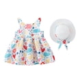 thumbnail image 1 of Vestido de verano para niña pequeña, sin mangas, con cuello halter y flores, con gorro para jugar a diario (blanco, 1-2 años), en liquidación (menos de $5.00), 1 of 5