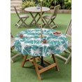 thumbnail image 4 of Outdoor Tablecloth with Umbrella Hole for Patio/Picnic/Party/Camping, Teal Palm Tree Summer Waterproof Table Cloth Round Cover Washable, Beach Tropical Botanical Coastal (Dia 60"), 4 of 9