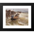 thumbnail image 2 of Joseph Wopfner 24x19 Black Modern Framed Museum Art Print Titled - Dangerous Landing of the Wooden Fishermen on Lake Constance (Approx. 1885-1890), 2 of 5