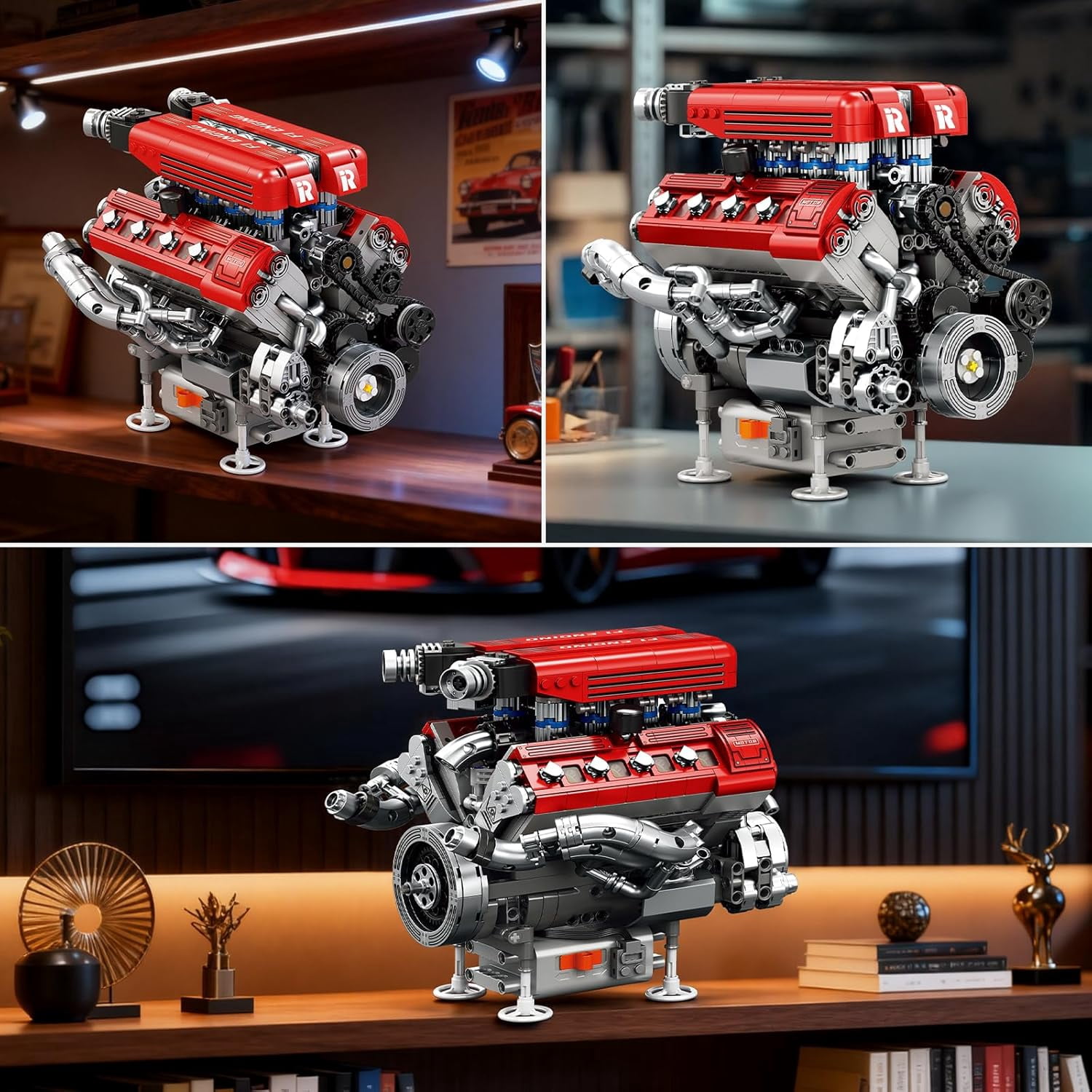 V8 Engine Building Set for Adults, 1101 PCS Mechanical Building Blocks with Realistic Engine Motor, Car Engine Engineering DIY Model Kit, STEM Educational Gift for Car Lovers & Collectors