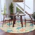 thumbnail image 4 of Teal Sea Turtle Starfish Round Living Room Rugs 7 ft, Summer Beach Coral Shell Vintage Washable Area Rug with Non-Slip Sturdy Edge Binding Round Carpet for Kitchen Office Bedroom, 4 of 9