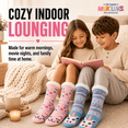 thumbnail image 6 of Muk Luks Kids Jacquard Knit Character Cabin Socks, 2 Pack, Soft Sole with Silicone Grippers, PNK/BLU, S/M, 6 of 8