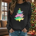 thumbnail image 4 of Xdegoge Christmas Sweatshirts for Women Crewneck Long Sleeve Tops Xmas Tree Graphic Shirts Loose Fit Christmas Tshirts Shirts for Women Graphic Plus Size Christmas T Shirts for Women, Black 2XL, 4 of 6