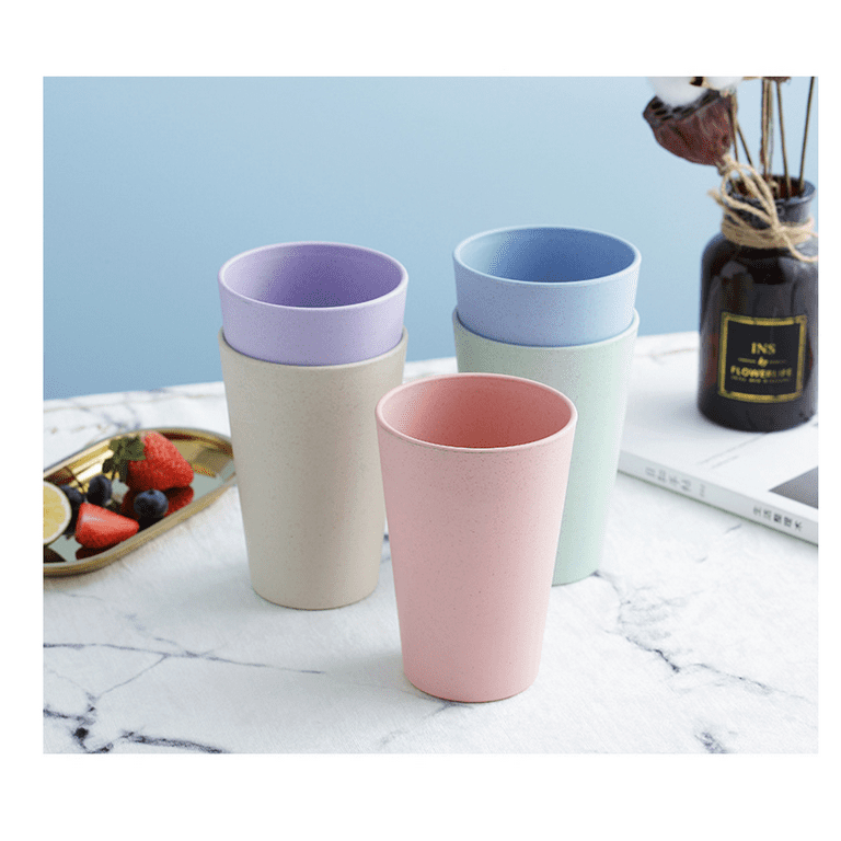 Topboutique Wheat Straw Cup Eco-Friendly Unbreakable Reusable Drinking Glasses Healthy Tumbler Set for Adult(16OZ), Drinking Cups Dishwasher Safe