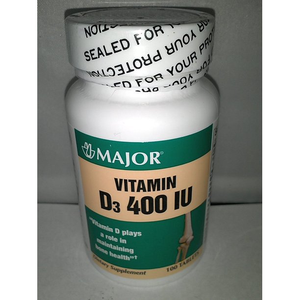 Major Generic Vitamin D3 400 IU Dietary Supplement Bone Health 100