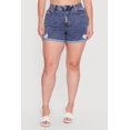 thumbnail image 3 of Women's Plus Size WAX Acid Wash Distressed Rolled Cuffed Shorts, 3 of 4