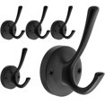 thumbnail image 1 of TOFIIGREM Ganchos para toallas de pared, color negro, paquete de 5, ganchos para batas, de metal resistente, doble gancho para baño, ganchos para sombreros montados en la pared, para cubículo, baño, c, 1 of 5
