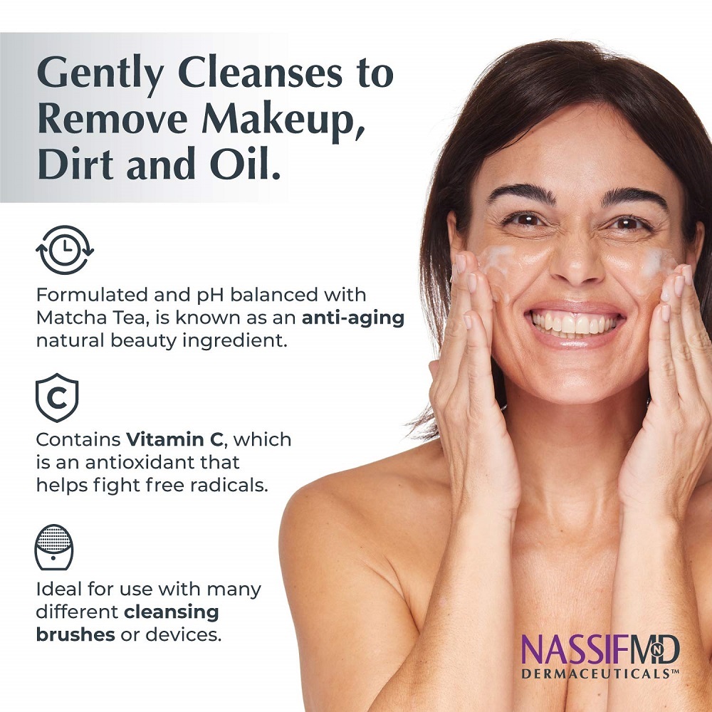 NassifMD Pure Hydration Facial Cleanser Matcha & Vitamin C for Soft Skin