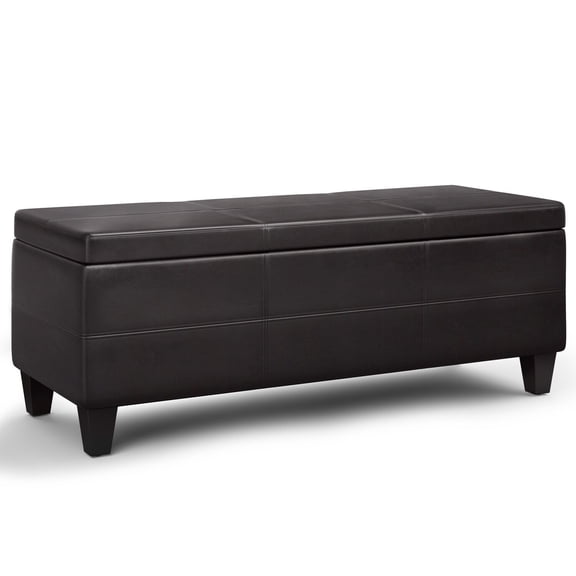 Homestock Rustic Romance Wide Rectangle Storage Ottoman Bench