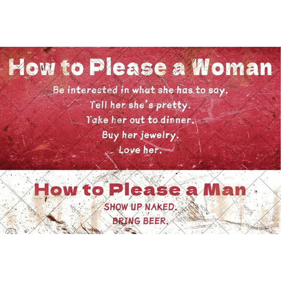 Noete Funny Tin Metal Signs Vintage 8x12 Inch Retro Wall Decor for Home, Bar, Pub & Garage Hilarious Gift for Women & Men " How to Please A Women"
