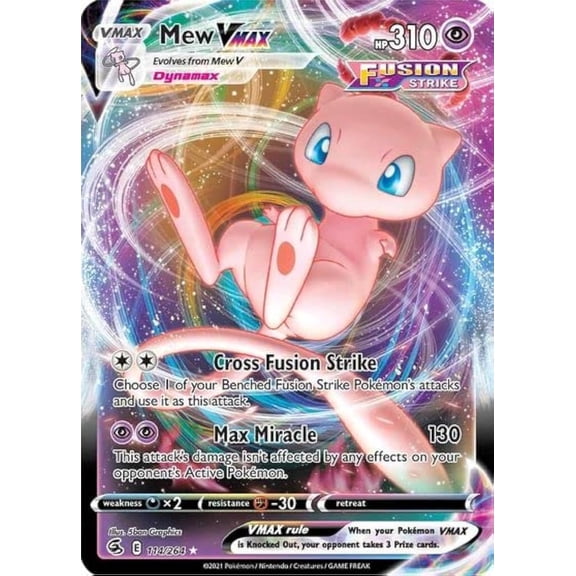 Tarjeta coleccionable Pokémon Mew VMAX 114/264 Ultra Rare Fusion Strike