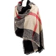 thumbnail image 2 of stylesilove woven plaid blanket shawl wrap with frayed edge (green), 2 of 4