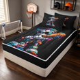 thumbnail image 3 of Manfei Baseball Zipper Full Size Comforter Sets with Fitted Sheet and 2 Pillowcases, Sport Gaming Zipper Bedding Set, MultiColor Black, 3 of 7