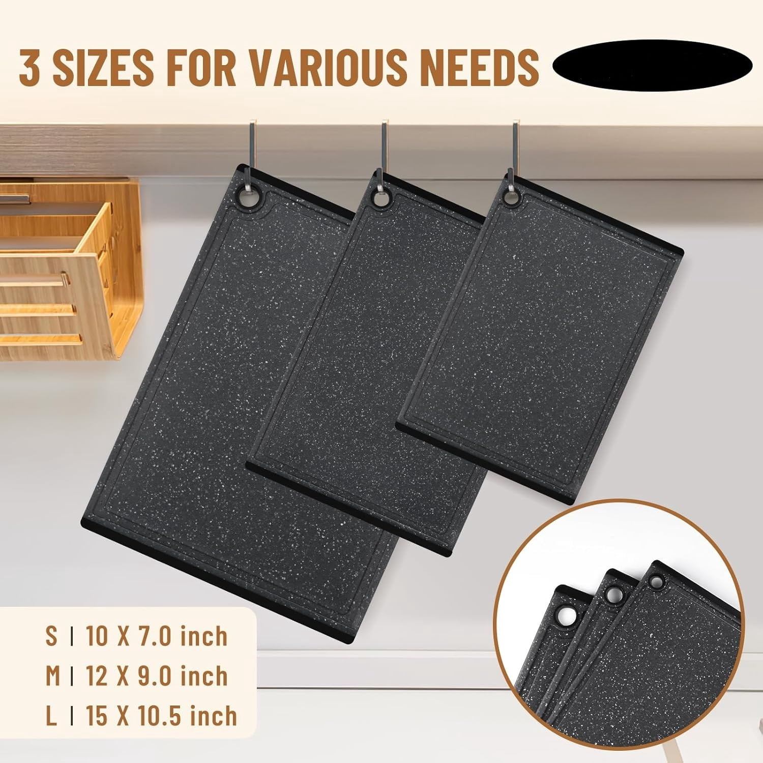 Plastic Cutting Boards for Kitchen, 3-Piece Large Cutting Board Set Dishwasher Safe Chopping Boards with Non-slip Feet and Juice Grooves