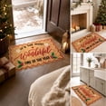 thumbnail image 5 of It's Wonderful Time Of The Year Christmas Doormat, Crystal Velvet Holiday Entryway Rug, Scalloped Edge Festive Letter Print Floor Mat, Dirt Trapping Indoor Outdoor Carpet for Porch Hallway(D 29.53in), 5 of 6