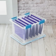 Sterilite Gasket Box, 32 Quart Clear Weather-Resistant Plastic File Storage Bin with Gasket Seal and Latch Lid, Blue
