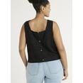 thumbnail image 3 of Time and Tru Women's and Women's Plus Eyelet Leaf Pattern Cotton Tank Top, XS-4X, 3 of 5